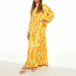 Boohoo Yellow and White Floral Maxi Easter Dress. Made in India. Size XL